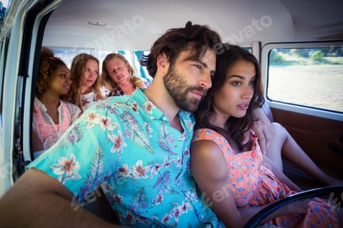 Preview: Couple Travelling In Campervan With Friends