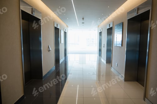 Preview: Empty Long Corridor In The Modern Office Building