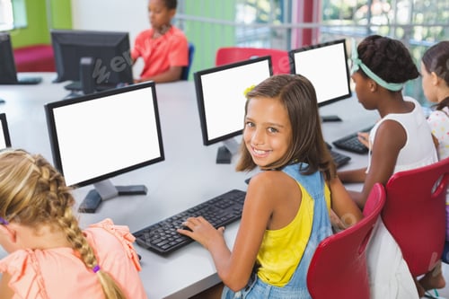 Preview: School Kids Using Computer In Classroom At School