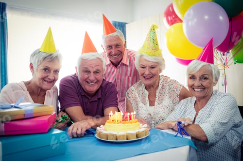 Preview: Group Of Seniors Celebrating A Birthday In The Retirement House
