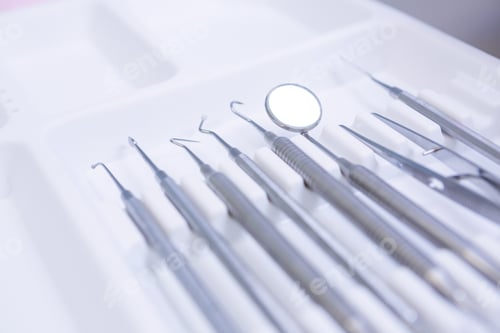 Preview: High Angle View Of Dental Equipments At Medical Clinic