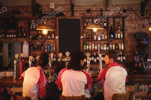 Preview: Group Of Male Friends Sitting At Counter In Pub