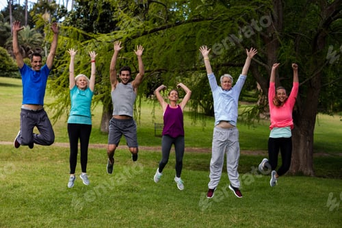 Preview: Group Of People Exercising Together In Park