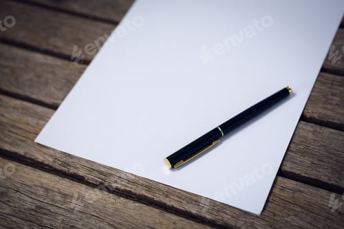 Preview: Close Up Of Fountain Pen With Paper At Table