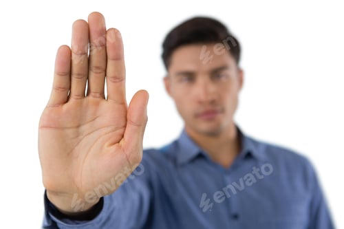 Preview: Close Up Of Business Man Showing Shop Gesture Against White Background