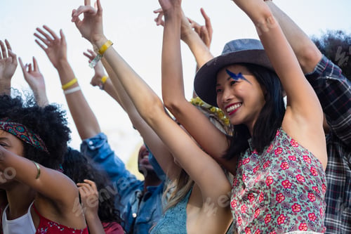 Preview: Group Of Female Friends Having Fun In The Music Festival At The Park