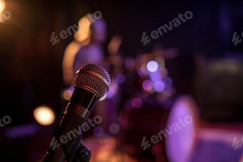 Preview: Close Up Of Microphone In Illuminated Nightclub