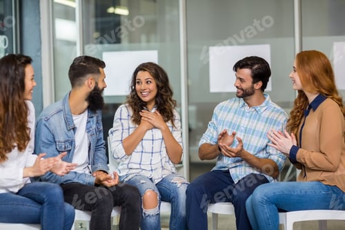 Preview: Executives Appreciating Their Colleague During Presentation In Office
