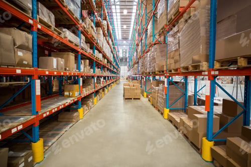 Preview: View Of Tidy Cardboard Box In A Warehouse