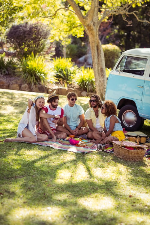 Preview: Group Of Happy Friend Taking A Selfie In Park On A Sunny Day