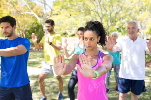 Preview: Group Of People Exercising In The Park On A Sunny Day
