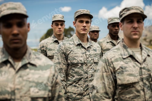Preview: Group Of Military Soldiers Standing In Boot Camp