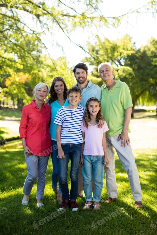 Preview: Portrait Of Happy Family Enjoying In Park On Sunny A Day