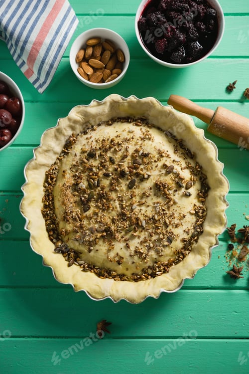Preview: Directly Above Shot Of Tart With Spices On Table