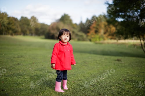 Preview: Baby Girl Play In Autumn Forest Park