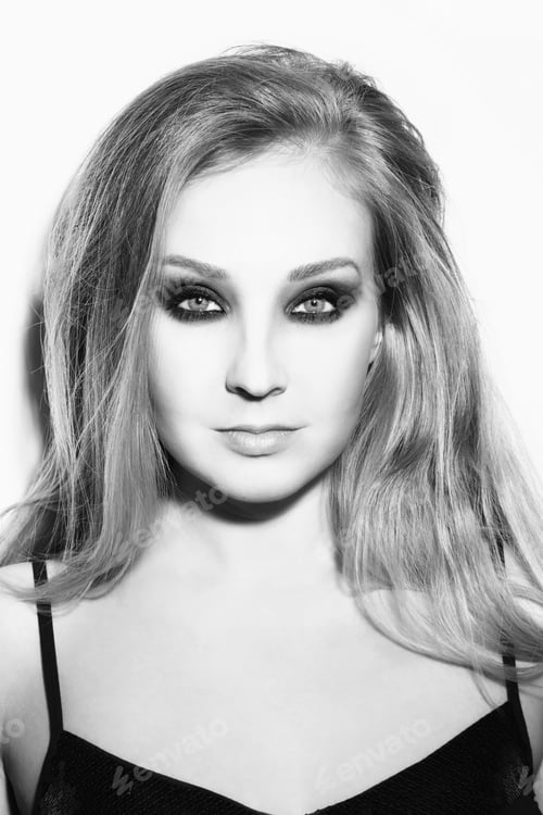 Preview: Black And White Portrait Of Young Beautiful Woman With Smoky Eyes
