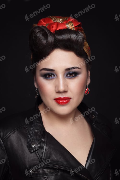 Preview: Vintage Style Portrait Of Beautiful Asian Woman With Fancy Prom Hairdo