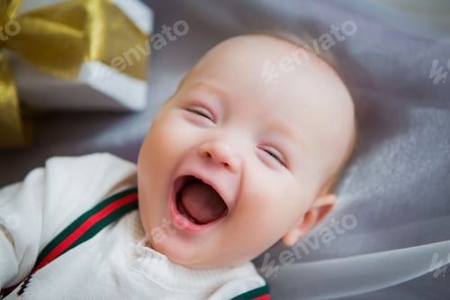 Preview: Baby Boy Smiling Portrait Close-Up