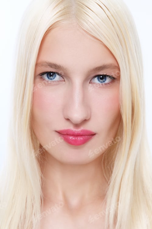 Preview: Close-Up Portrait Of Young Beautiful Woman With Long Blond Hair