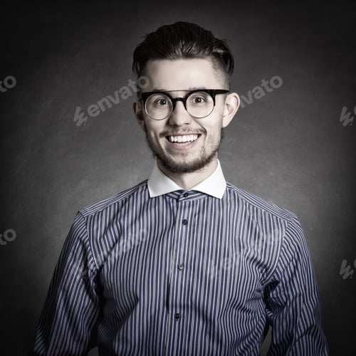 Preview: Portrait Of A Laughing Young Man In Glasses.