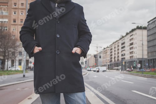 Preview: Detail Of A Young Man With Coat Posing In The City Streets