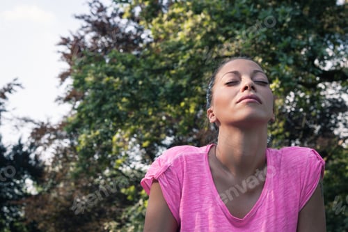 Preview: Portrait Of A Beautiful Girl With Her Eyes Closed