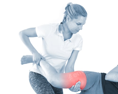 Preview: Doctor Is Stretching Woman Leg On Physiotherapy Session.