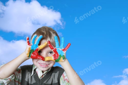 Preview: Portrait Of The Cheerful Boy The Ornamented Palms.
