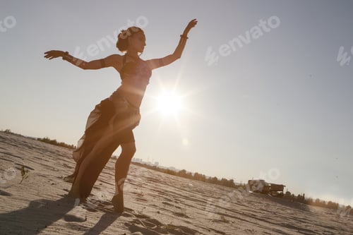 Preview: Beautiful Girl Dancing Ethnic Dances In Desert