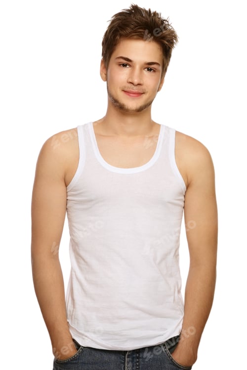 Preview: Young Healthy Handsome Smiling Man In Casual Clothes On White Background