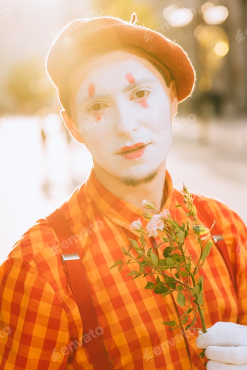 Preview: Clown On The Street Waiting To Meet With His Lover