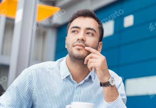 Preview: Portrait Of Of Young Businessman Thinking, Indoors, Thoughtful Young Man, Close-Up