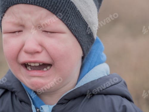 Preview: Blonde Boy Cries With Tears. Upset Child. Violence In Family Over Children. Concept Of Bullying