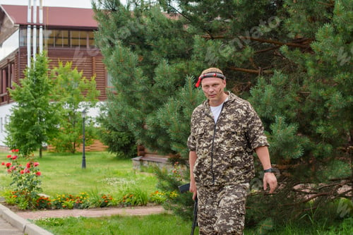 Preview: Man Playing In Lasertag Shooting Game, Man With A Gun, War Simulation.