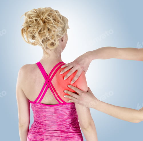 Preview: Woman Pressing Her Hand Against A Painful Shoulder