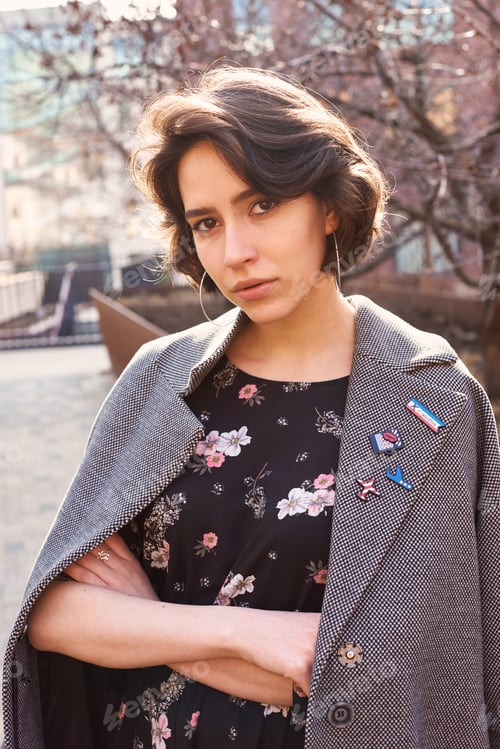 Preview: Summer Sunny Lifestyle Fashion Portrait Of Young Stylish Hipster Woman Walking On The Street