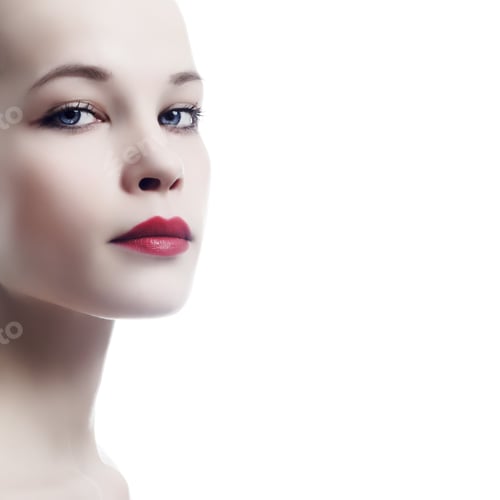 Preview: Beauty Portrait. Face Of A Beautiful Young Woman With Red Lips On The Isolated Background.
