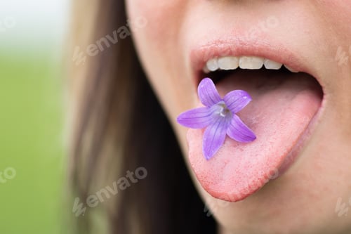 Preview: Girl Holding A Flower In Her Mouth