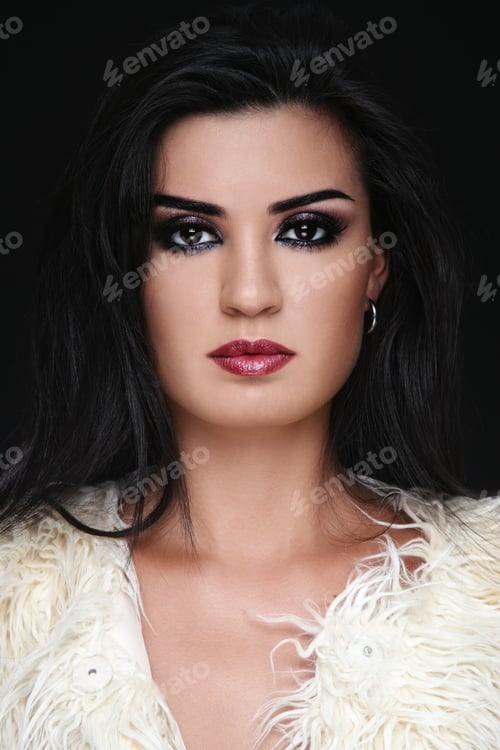 Preview: Portrait Of Young Beautiful Brunette With Stylish Make-Up