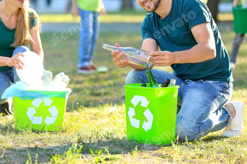 Preview: People Gathering Garbage Outdoors. Concept Of Recycling