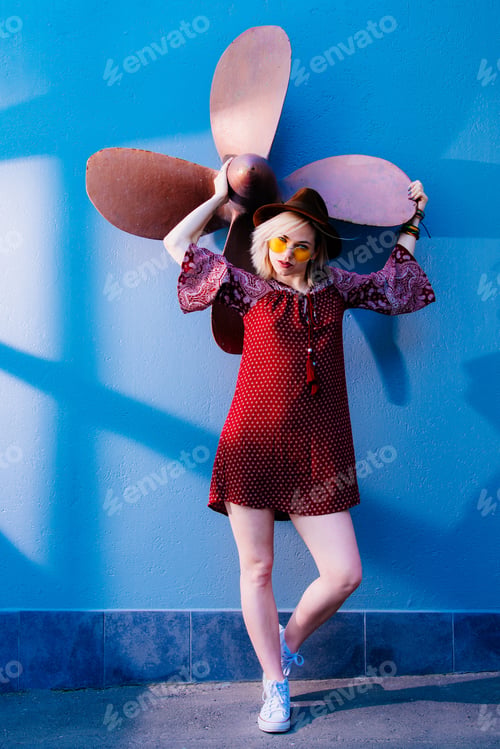 Preview: Beautiful Girl Model Posing Near The Wall In The Afternoon