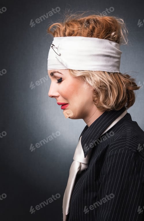 Preview: Profile Of A Woman Crying, Diaper Head, Sad Concept