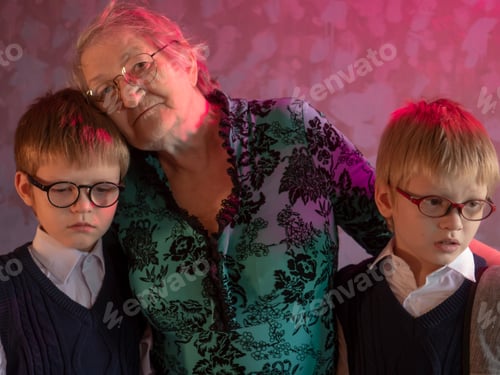 Preview: Portrait Of Funny Preschoolers In School Uniform And Schoolbag Over Their Shoulders. Children
