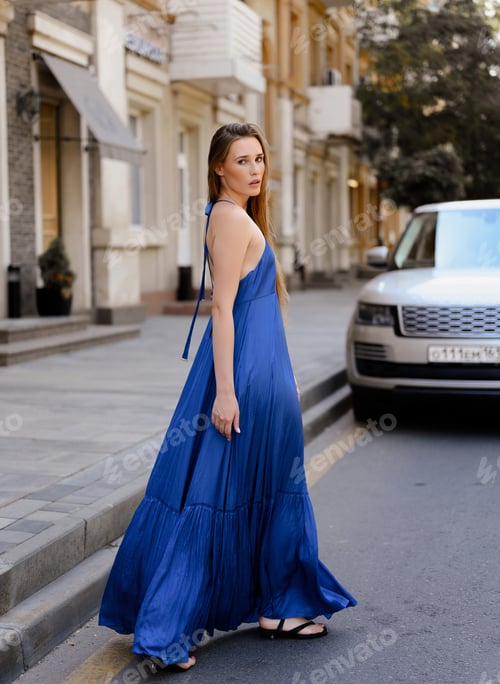 Preview: Girl Model In Fashionable Clothes. Fashion Photo. Luxury Clothes, Street Style.A Stylish Look.