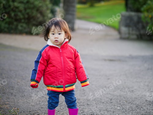 Preview: Baby Girl Playing At Autumn Outdoor Park
