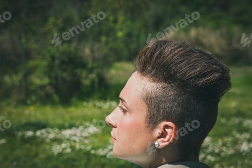Preview: Portrait Of A Short Hair Girl With Hoodie