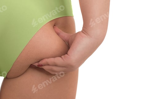 Preview: Woman Examining And Pinching Her Fat On Her Booty