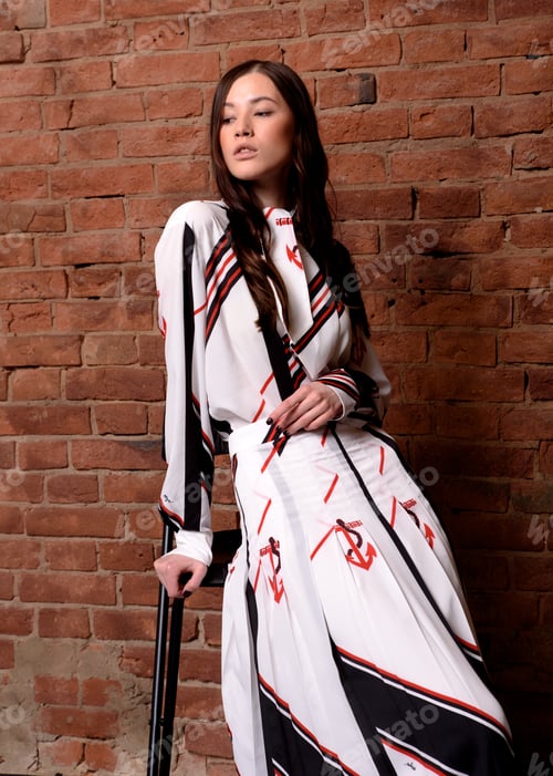 Preview: Fashion Shooting In Studio . Professional Model Fashionable Clothes And Style, New Collection