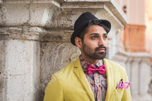 Preview: Portrait Of An Indian Young Handsome Man Posing In An Urban Context