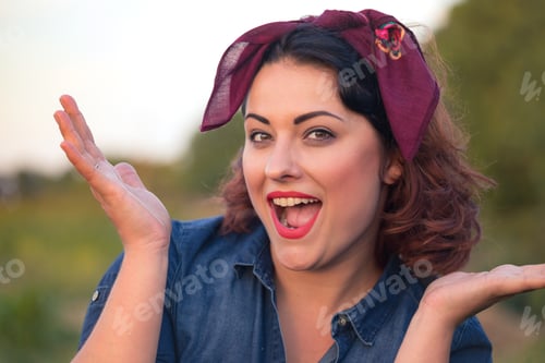 Preview: Portrait Of A Beautiful Happy Smiling Girl At The Outdoor. Fun And Summer